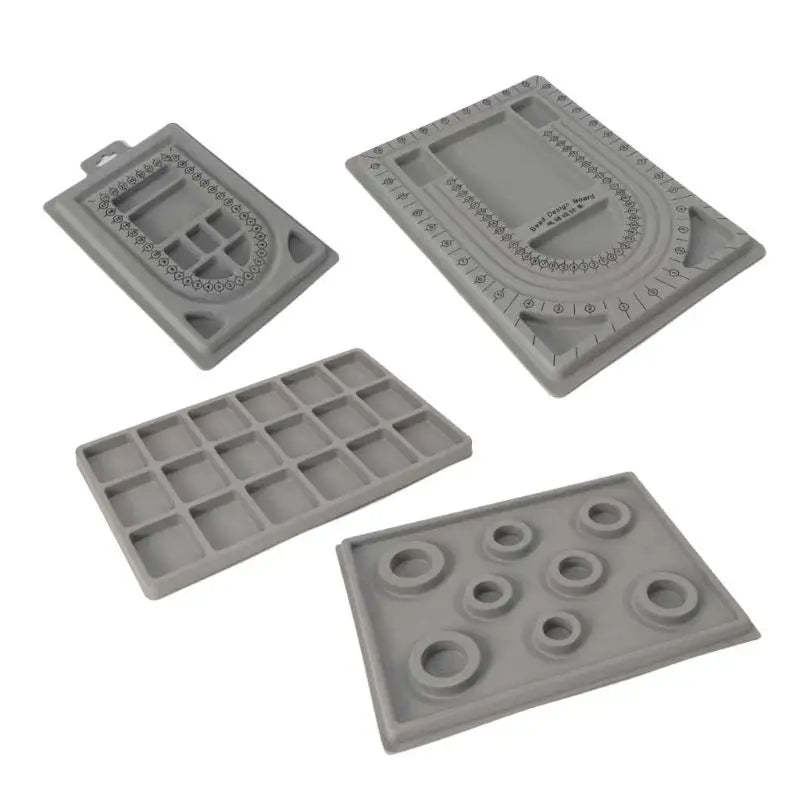 4Pcs Gray Beads Tray Boards Kit DIY Beading Bracelet Tools