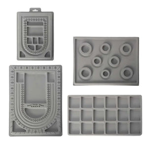 4Pcs Gray Flock Beads Tray Boards Kit DIY Bracelet Jewelry Tools