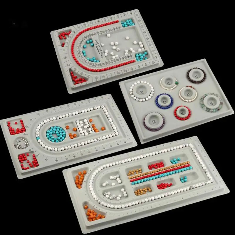 4Pcs Gray Flock Beads Tray Boards Kit DIY Beading Organizer Bracelet