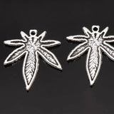 4Pcs Green Pot Leaf Weed Round Leaf Green Drop Oil Charms Pendant