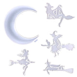 4Pcs Halloween Witch Broom Moon Wall Decor Mold Resin Casting Pendant