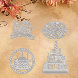 4Pcs Happy Birthday Cake Cutting Dies for DIY Scrapbooking - Matte Platinum
