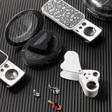 4Pcs Jewelers Loupe 30X 60X 90X Magnifier Jewelry Eye Loupe LED Light