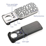 4Pcs Jewelers Loupe 30X 60X 90X Magnifier Jewelry Eye Loupe LED Light