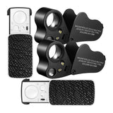 4Pcs Jewelers Loupe 30X 60X 90X Magnifier Jewelry Eye Loupe LED Light
