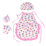 4Pcs Kids Cooking Set Apron Chef Hat for Toddler Dress Up