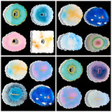 4Pcs Large Wave Round Coaster Mold Silicone Resin Epoxy Cement