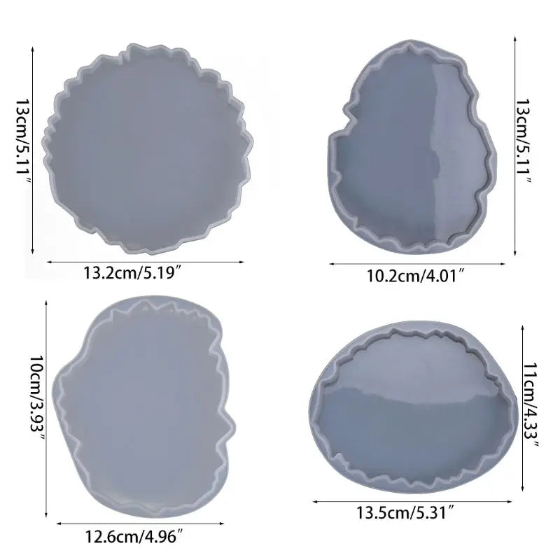 4Pcs Large Wave Round Coaster Mold Silicone Resin Epoxy Cement