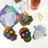 4Pcs Large Wave Round Coaster Mold Silicone Resin Epoxy Cement