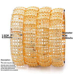 4Pcs/Lot Bangles 24K Ethiopian Arabia Women Dubai Indian African Wedding
