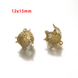 4Pcs Brass Flower Bell Filigree Bead Cone Caps, Zirconia Tassel End Caps