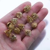 4Pcs Brass Flower Bell Filigree Bead Cone Caps, Zirconia Tassel End Caps