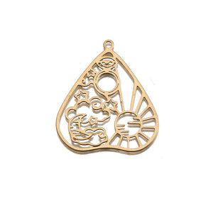 4Pcs Brass Celestial Heart Charms for DIY Earrings Necklace