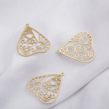 4Pcs Brass Celestial Heart Charms for DIY Earrings Necklace