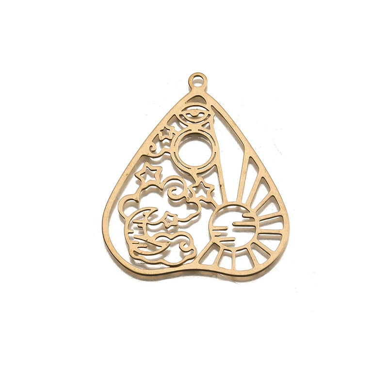 4Pcs Brass Celestial Heart Charms for DIY Earrings Necklace