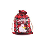 4Pcs Christmas Cotton Bags Small Candy Gift Bag Xmas Drawstring Pouch