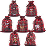 4Pcs Christmas Cotton Bags Small Candy Gift Bag Xmas Drawstring Pouch