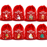 4Pcs Christmas Velvet Bags Drawstring Pouch Xmas Candy Gift Bag