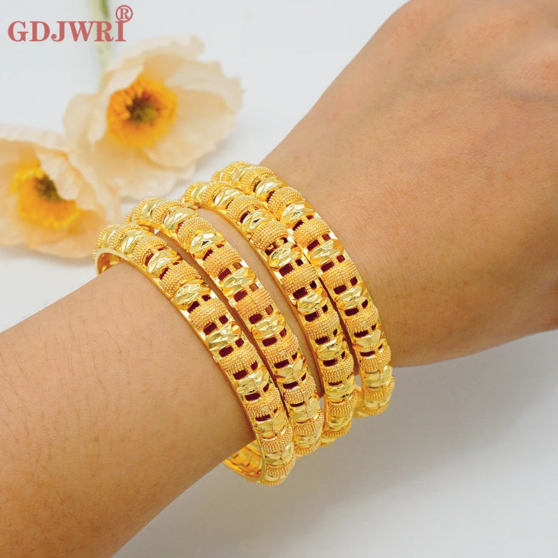 4Pcs/Lot Dubai Wedding Bangles For Women Ethiopian Arabic Jewelry