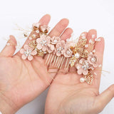 4Pcs Pearl Headpieces Flower Leaf Hair Combs Pins Bridal Hairpins