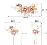 4Pcs Pearl Headpieces Flower Leaf Hair Combs Pins Bridal Hairpins