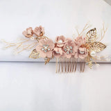 4Pcs Pearl Headpieces Flower Leaf Hair Combs Pins Bridal Hairpins