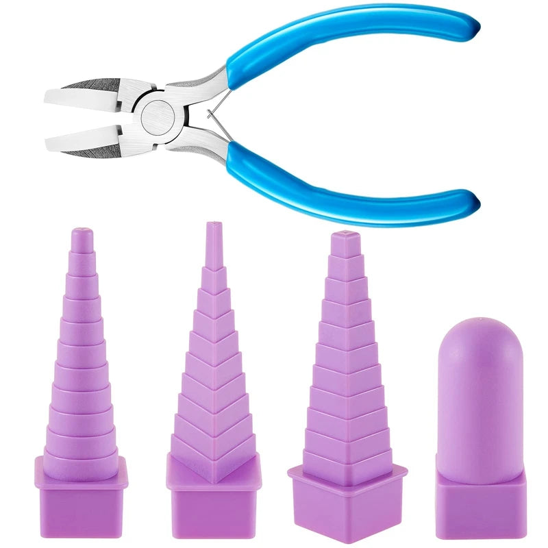 4Pcs Mandrels Nylon Tip Chain Nose Pliers Oval Square Wire Wrapping Tools