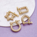 4Pcs Micro Pave CZ D-Ring Anchor Shackle Clasps for Bracelets