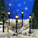 4Pcs Mini Christmas Lamp Post Street Light Decor DIY Village Pathway