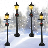 4Pcs Mini Christmas Lamp Post Street Light Decor DIY Village Pathway