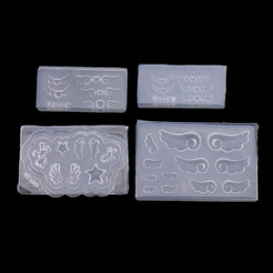 4Pcs Heart Resin Earring Pendant Mold Nail Art Silicone Mold