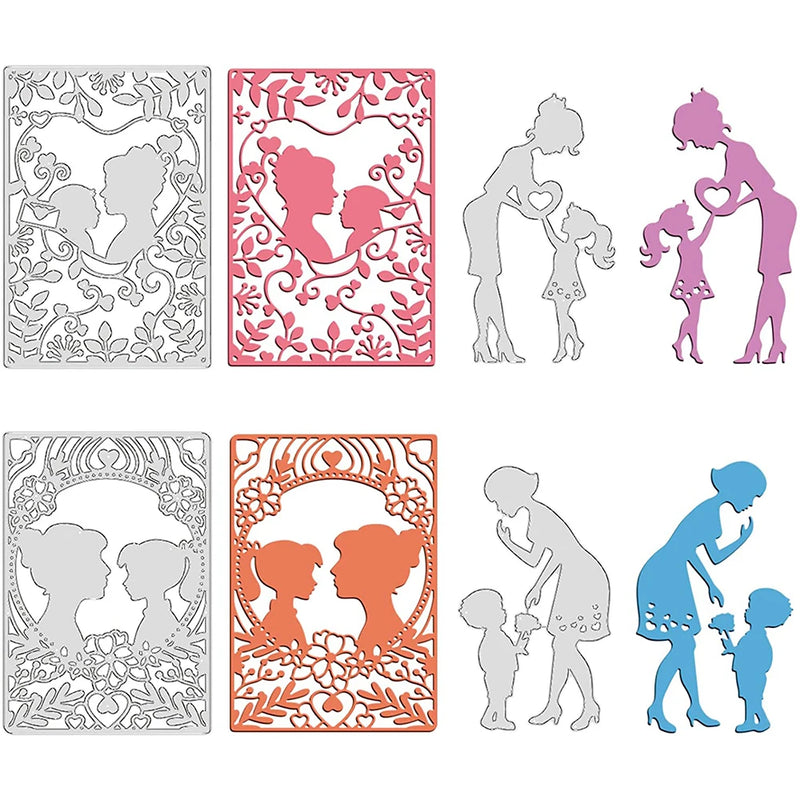 4Pcs Mother's Metal Cutting Dies DIY Scrapbook Cards Album Decoration
