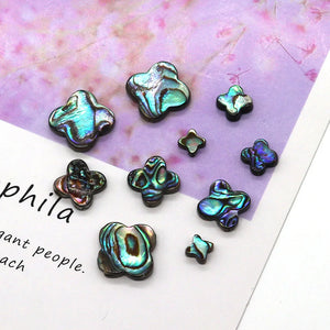 4Pcs Abalone Shell Four Petals Flower Beads Charm Jewelry DIY