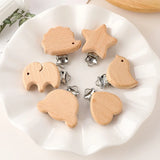 4Pcs Natural Animal Pattern Baby Pacifier Clip