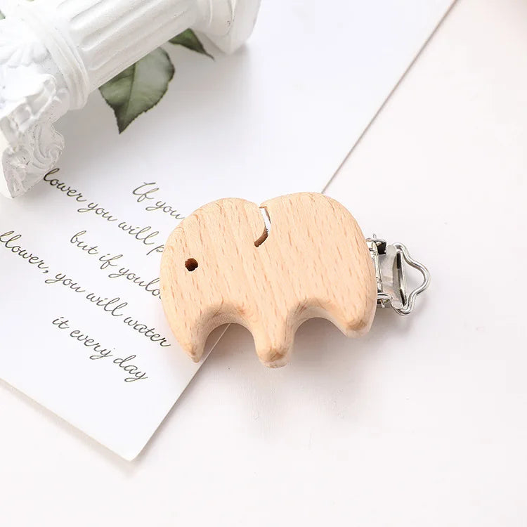 4Pcs Natural Animal Pattern Baby Pacifier Clip
