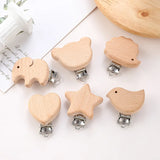 4Pcs Natural Animal Pattern Baby Pacifier Clip