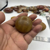 4Pcs Natural Crystal Raw Stone Yellow Skin Agate Round Golden Decoration