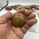 4Pcs Natural Crystal Raw Stone Yellow Skin Agate Round Golden Decoration