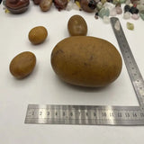4Pcs Natural Crystal Raw Stone Yellow Skin Agate Round Golden Decoration