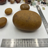 4Pcs Natural Crystal Raw Stone Yellow Skin Agate Round Golden Decoration