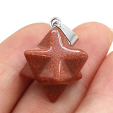 4Pcs Natural Stone Merkaba Pendant Malachite Opal Reiki Heal Crystal