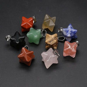 4Pcs Natural Stone Merkaba Pendant Malachite Opal Reiki Heal Crystal