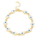Colorful Drip Oil Metal Hand Chain Bangle Bracelet Punk Eye Statement Jewelry