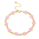 Colorful Drip Oil Metal Hand Chain Bangle Bracelet Punk Eye Statement Jewelry