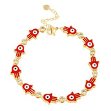 Colorful Drip Oil Metal Hand Chain Bangle Bracelet Punk Eye Statement Jewelry