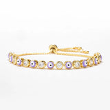 4Pcs Eye Bracelet Enamel Zircon Adjustable Copper Plated Jewelry