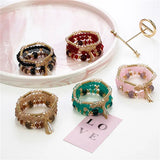 4Pcs Tassel Charm Beads Bracelet Set Colorful Glass Beaded Bangle