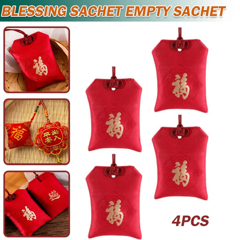 4Pcs Chinese Good Lucky Fu Bag Scented Sachet Gift Storage Bags