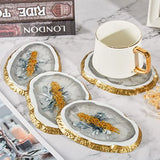 4Pcs Oval Geode Coaster Silicone Molds with Stand