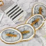 4Pcs Oval Geode Coaster Silicone Molds with Stand